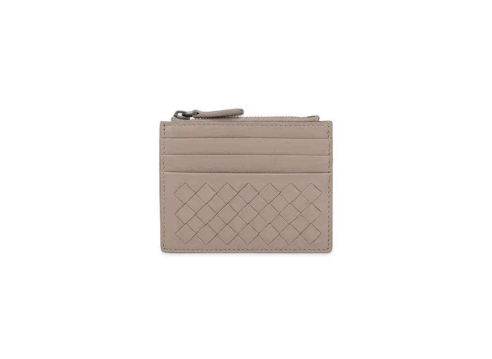 Bottega Veneta Intrecciato Lambskin Coin Purse Card Case "Limestone"