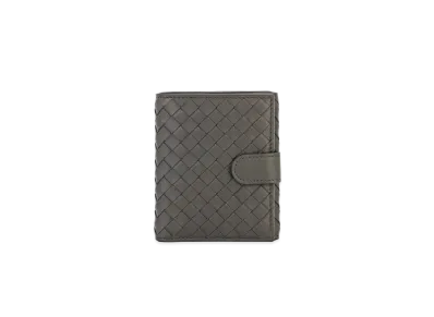 Bottega Veneta Intrecciato Lambskin Bi-fold Mini Wallet "New Light Grey"