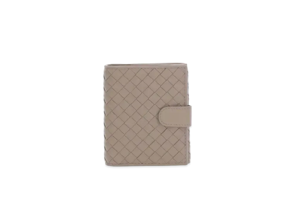 Bottega Veneta Intrecciato Lambskin Bi-fold Mini Wallet "Limestone"
