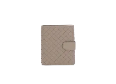 Bottega Veneta Intrecciato Lambskin Bi-fold Mini Wallet "Limestone"