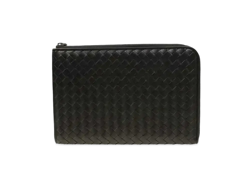 Bottega Veneta Intrecciato Lambskin Docment Bag "Black"