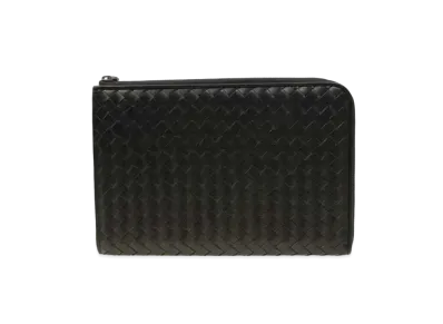 Bottega Veneta Intrecciato Lambskin Docment Bag "Black"
