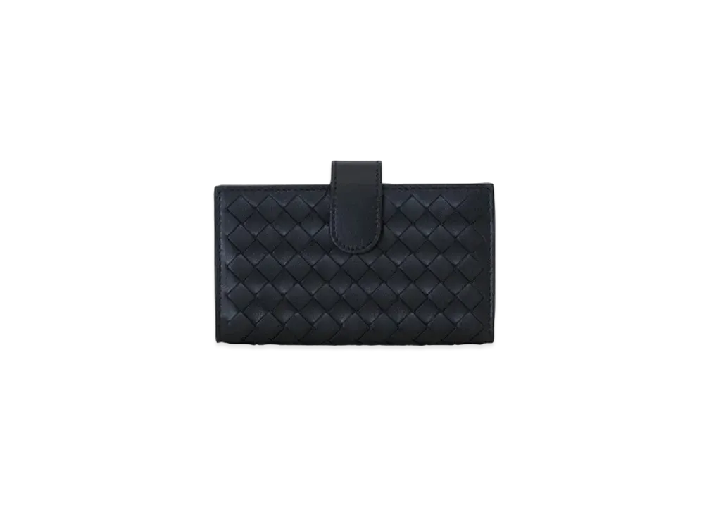 Bottega Veneta Intrecciato Lambskin Key Case With Strap "Black"