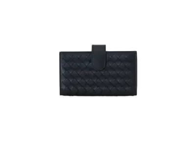 Bottega Veneta Intrecciato Lambskin Key Case With Strap "Black"
