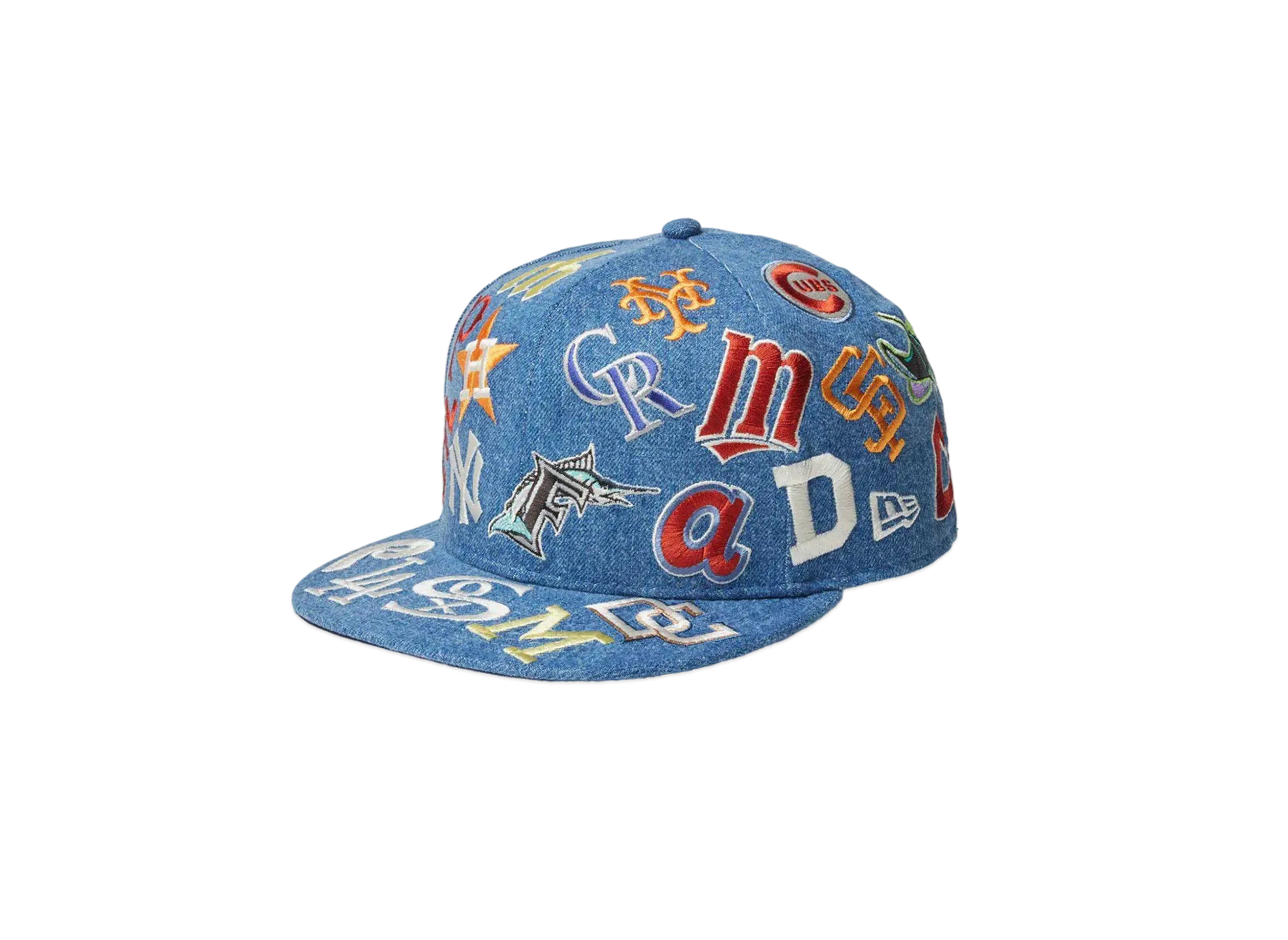 NEW ERA 9Fifty Team Logo Allover MLB Cooperstown "Washed Denim"