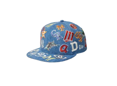 NEW ERA 9Fifty Team Logo Allover MLB Cooperstown "Washed Denim"