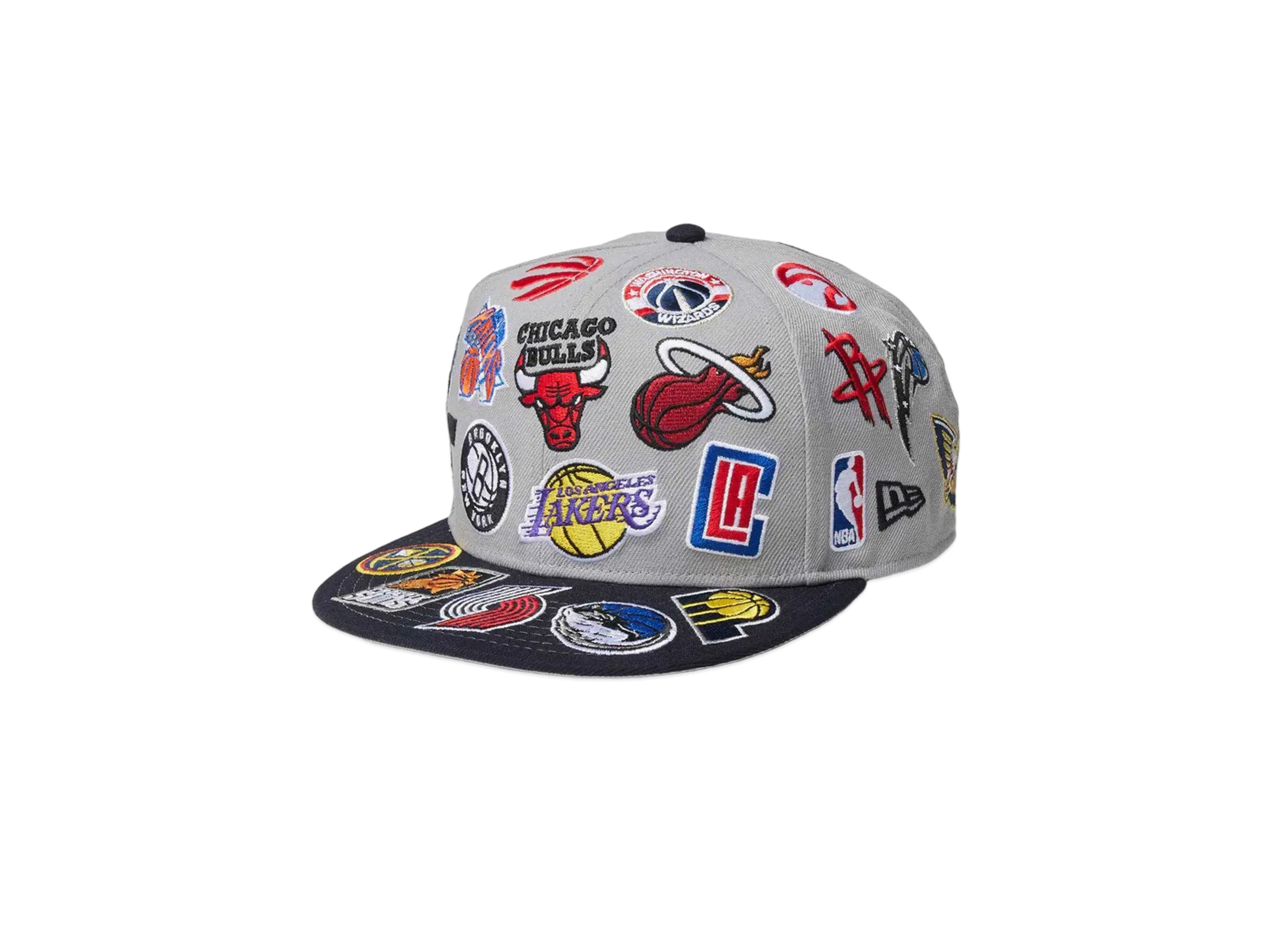 NEW ERA 9Fifty Team Logo Allover NBA Black Visor "Gray"