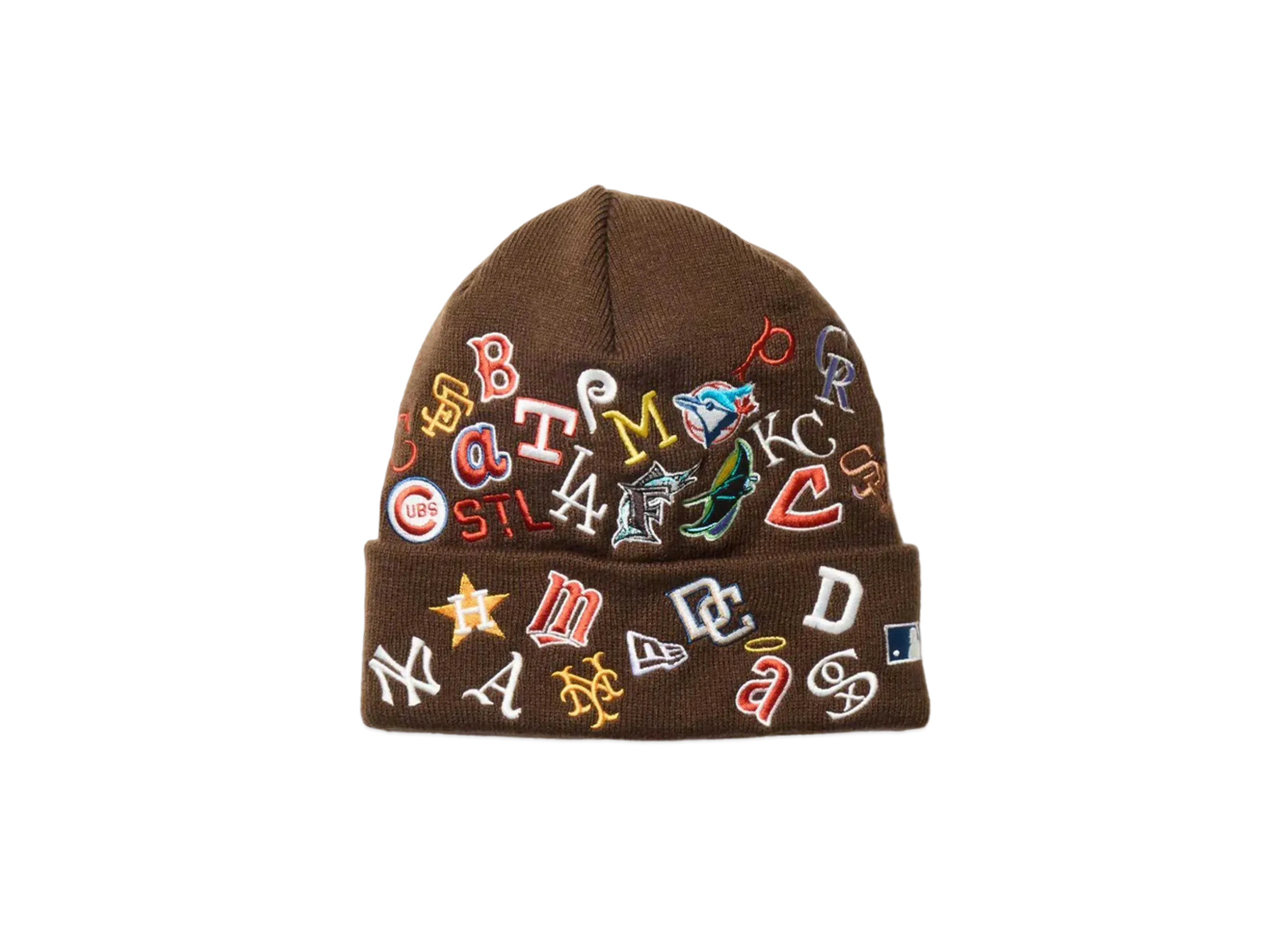 NEW ERA Basic Cuff Knit Team Logo Allover MLB Cooperstown "Brown"