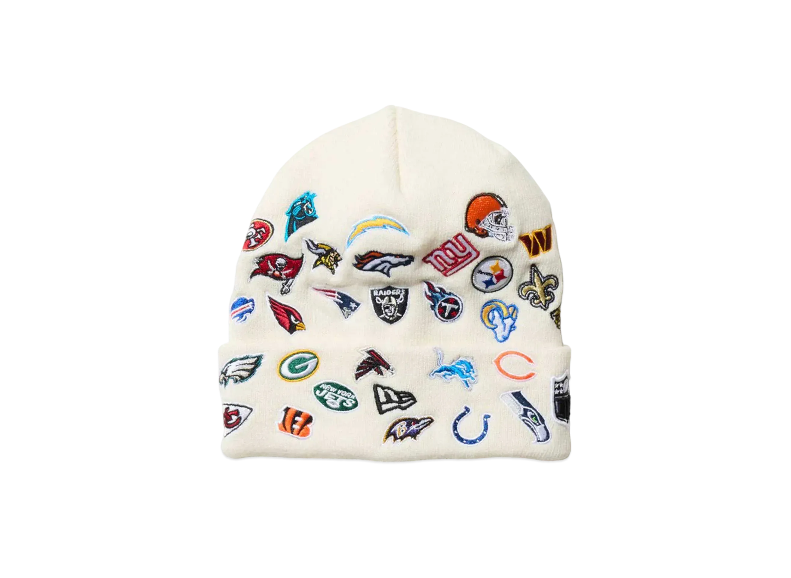 NEW ERA Basic Cuff Knit Team Logo Allover NFL "Off White"