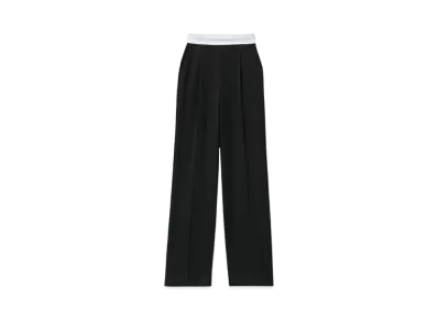 Alexander Wang Logo High Waist Stretch Pleats Pants "Black"