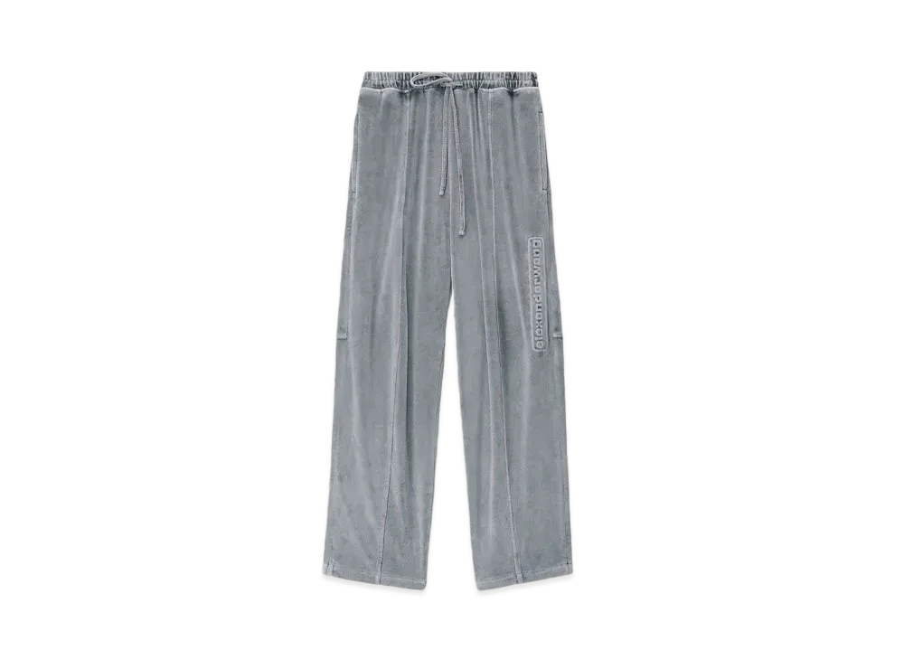 Alexander Wang Logo Velor Track Pants "Washed Charcoal"