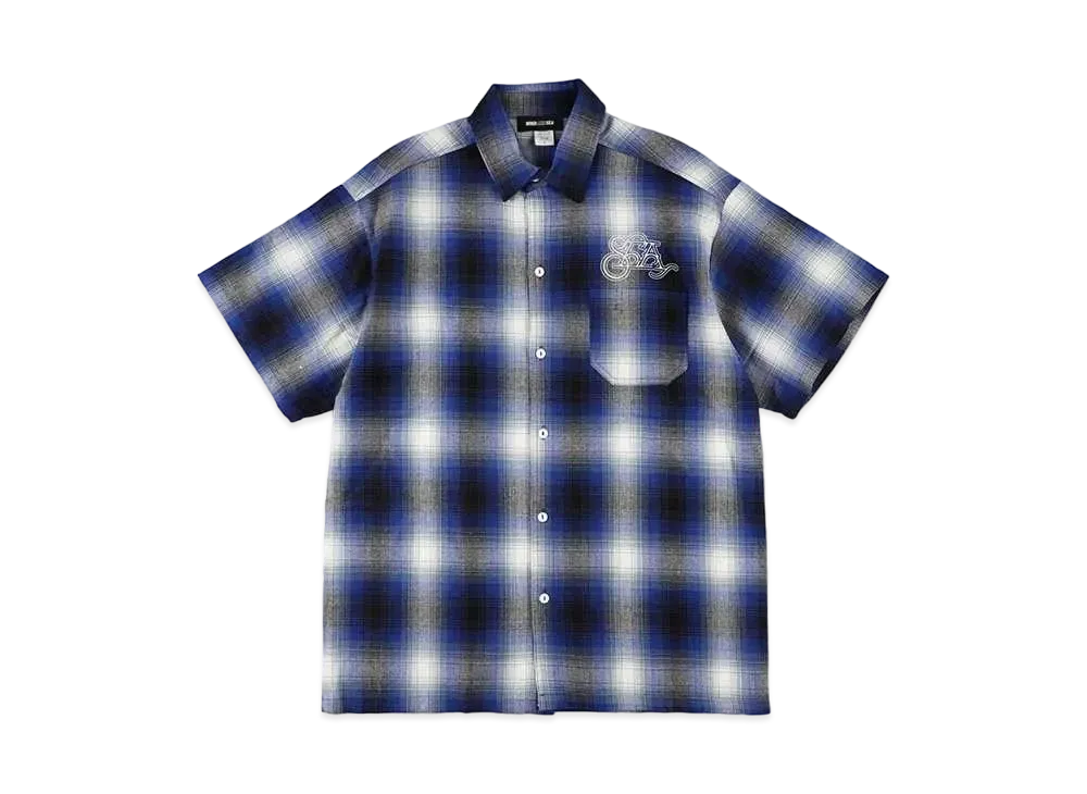 WIND AND SEA Black Magic Sea Ombre Plaid S/S Shirt "Blue"