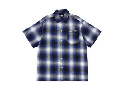 WIND AND SEA Black Magic Sea Ombre Plaid S/S Shirt "Blue"