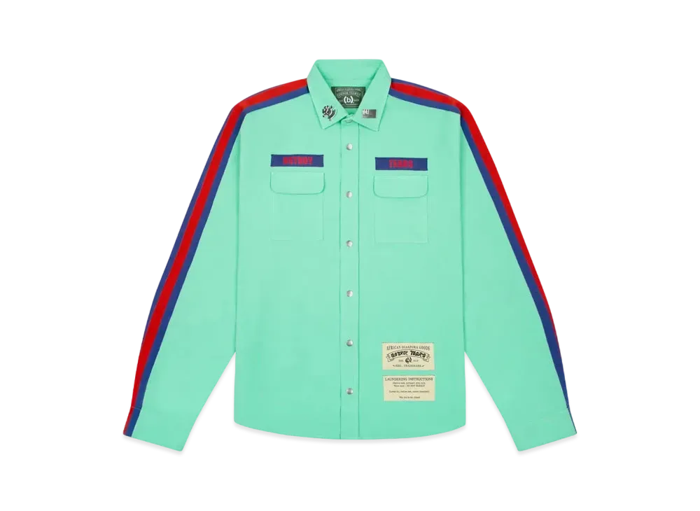 DENIM TEARS x Bstroy Tears Side Stripe Button Up Shirt "Mint"