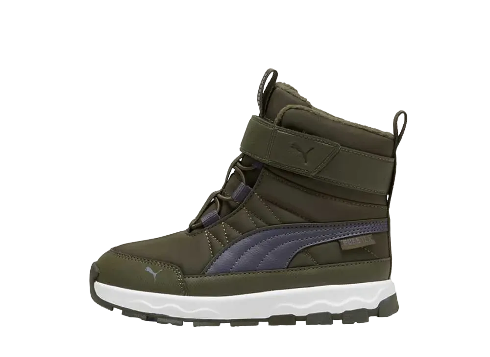 プーマ PS エボルブ ピュアテックス "ダークオリーブ/ギャラクティックグレー/プーマホワイト" (キッズ)