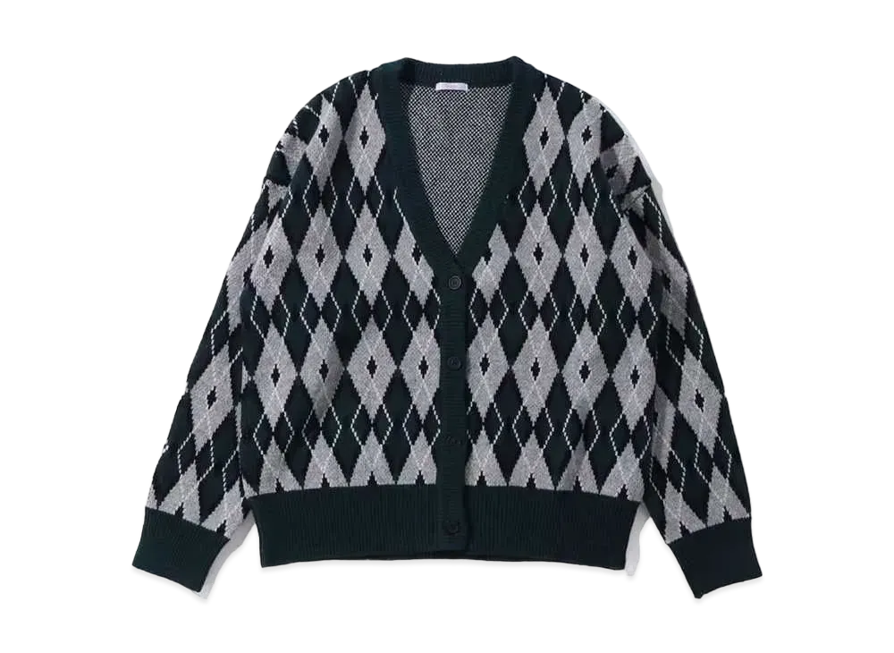 atmos pink Argyle Knit Cardigan Tx "White"