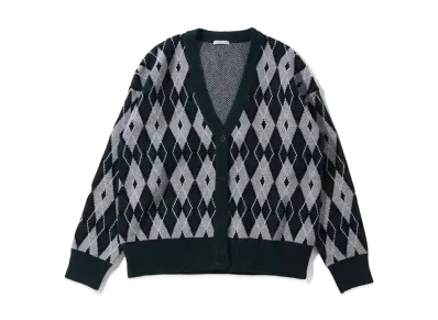 atmos pink Argyle Knit Cardigan Tx "White"