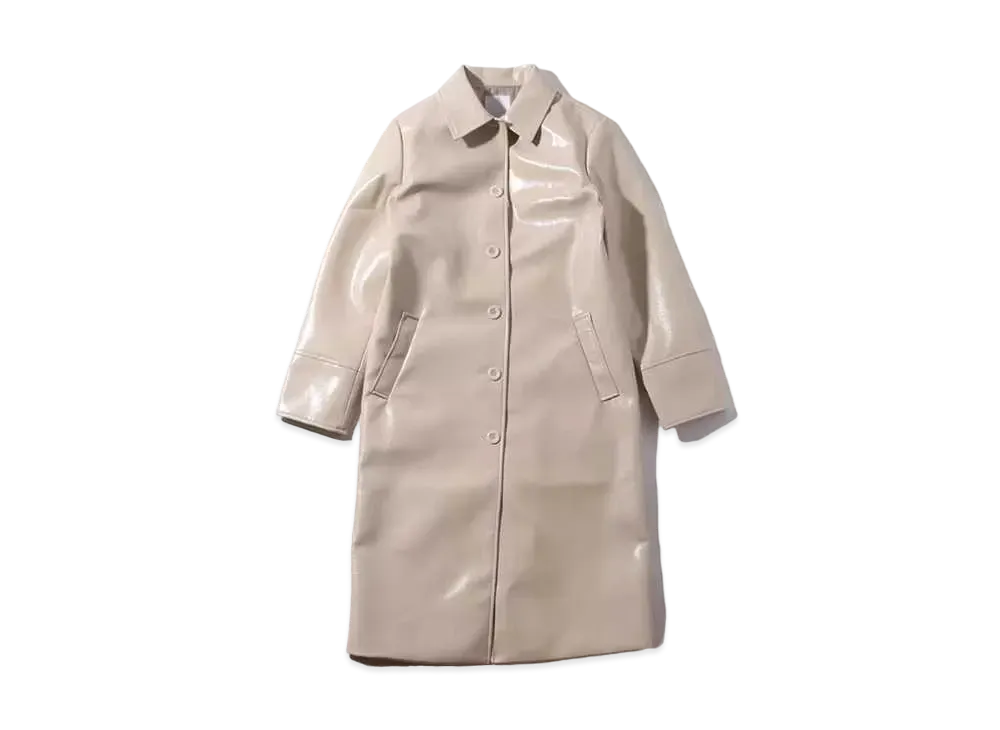 atmos pink Faux Leather Coat "Beige"