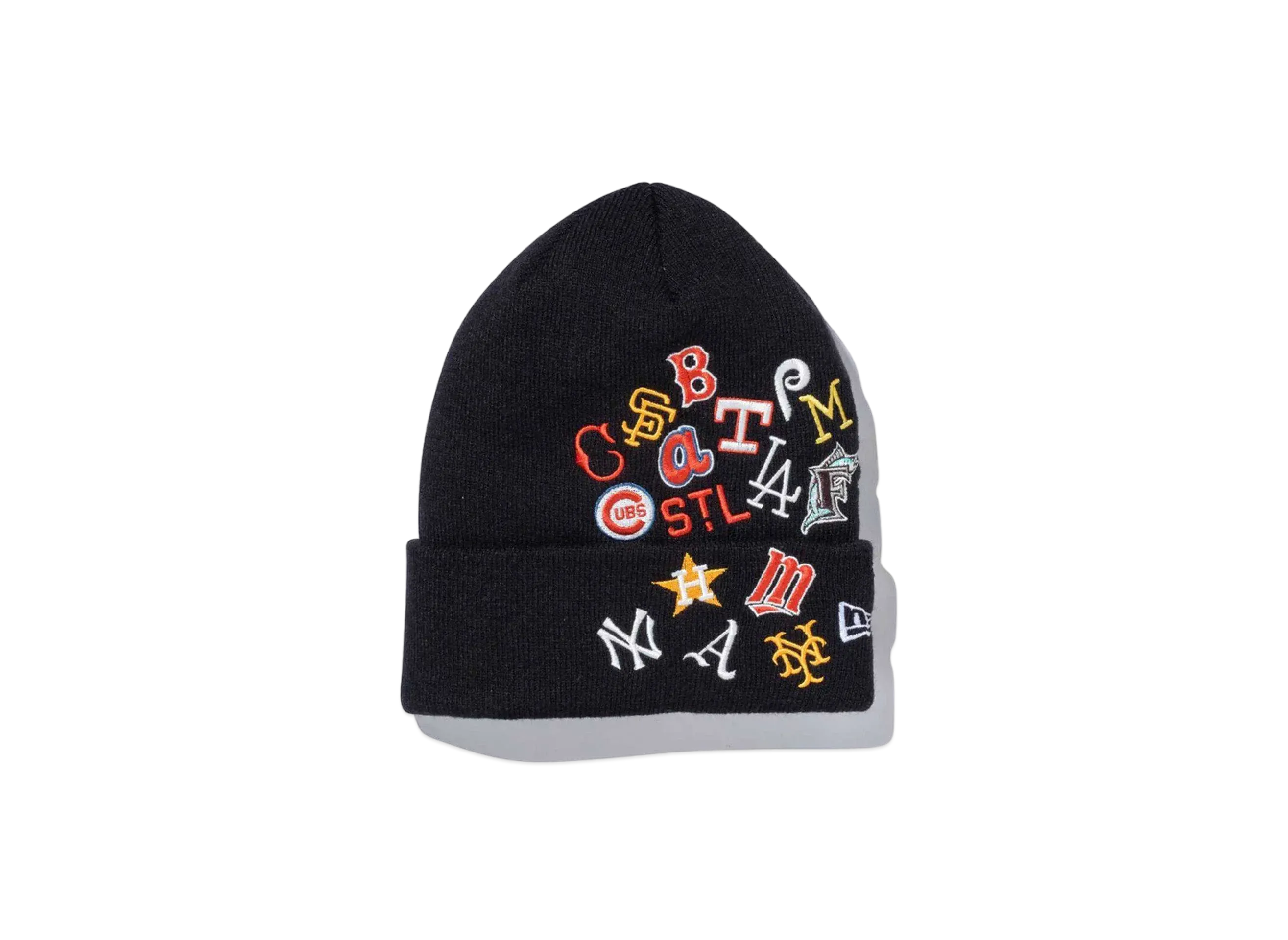 NEW ERA Basic Cuff Knit Team Logo Allover Cooperstown "Black"