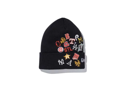 NEW ERA Basic Cuff Knit Team Logo Allover Cooperstown "Black"