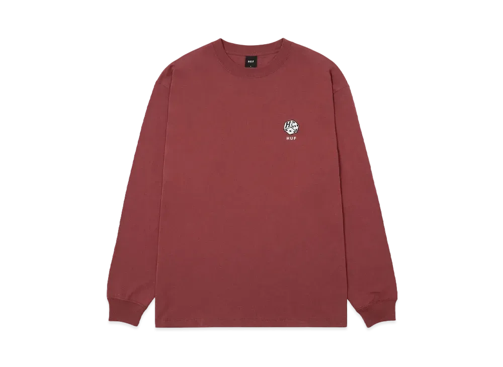 HUF Fall 24 Snake Eyes EMB Long Sleeve Tee "Burgundy"
