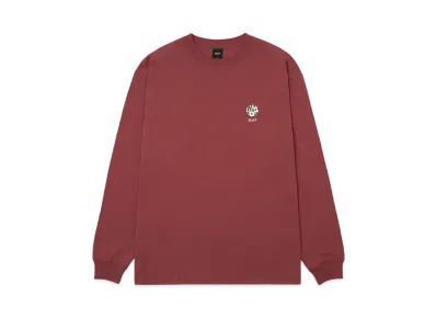 HUF Fall 24 Snake Eyes EMB Long Sleeve Tee "Burgundy"