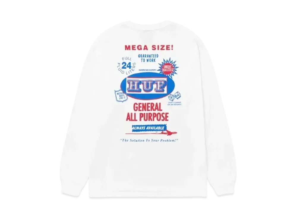HUF Fall 24 All Purpose Long Sleeve Tee "White"