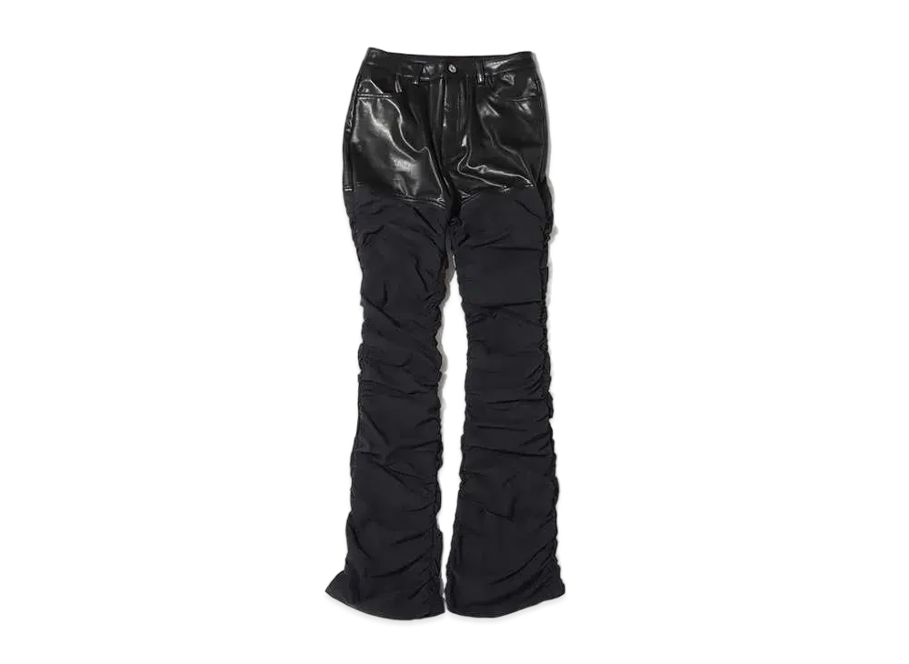 atmos pink Different Material Docking Flare Pants "Black"