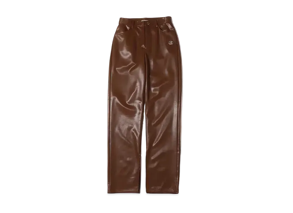 atmos pink Faux Leather Cut Pants "Brown"