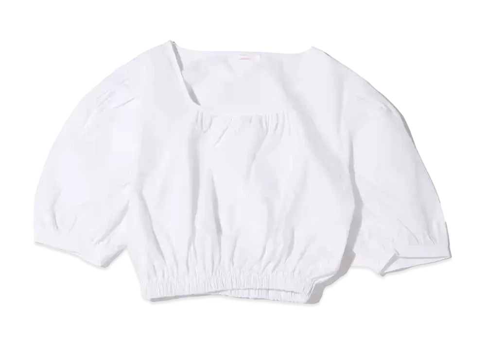 atmos pink Puff Shoulder Mini Bamboo Blouse "White"