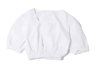 atmos pink Puff Shoulder Mini Bamboo Blouse "White"