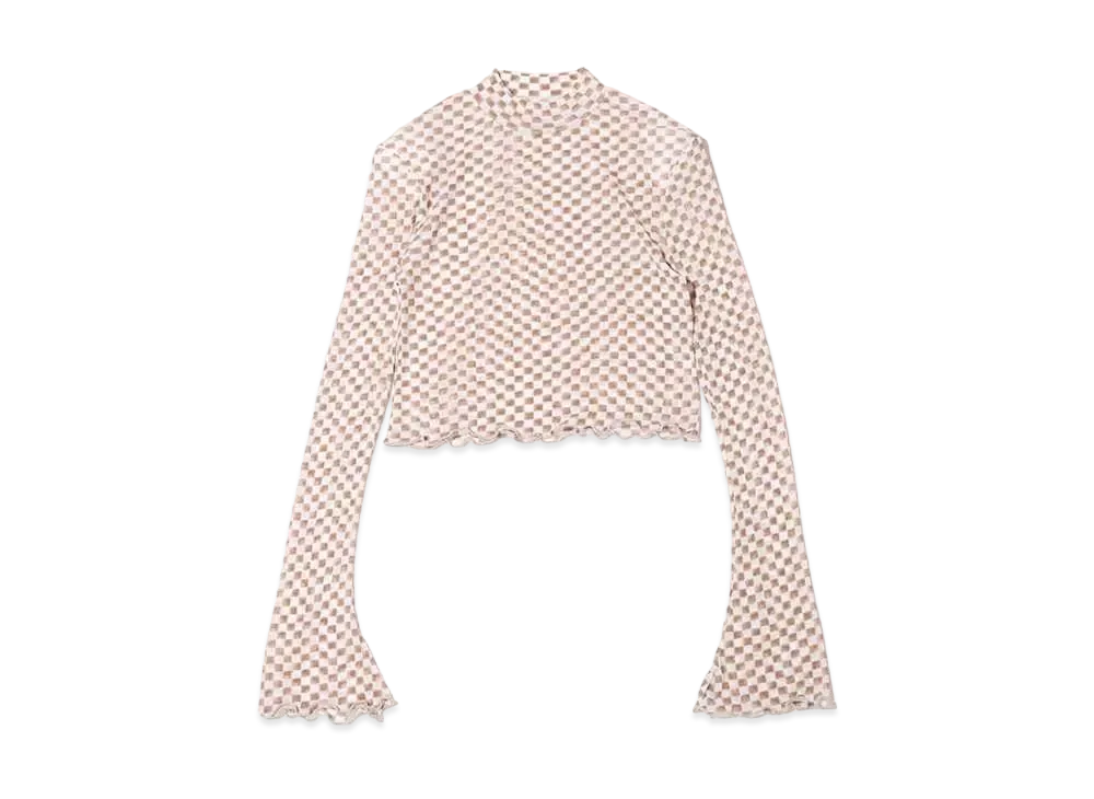 atmos pink Checkered Flag Mellow Organdy Top "Beige"