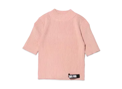atmos pink High Neck Hansode Bicolor Rib Knit Tops "Beige"