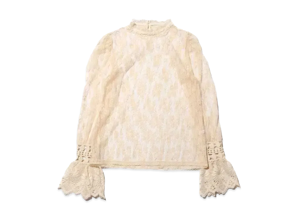 atmos pink Atmos Pink Sow Lace High Neck Tops "White"