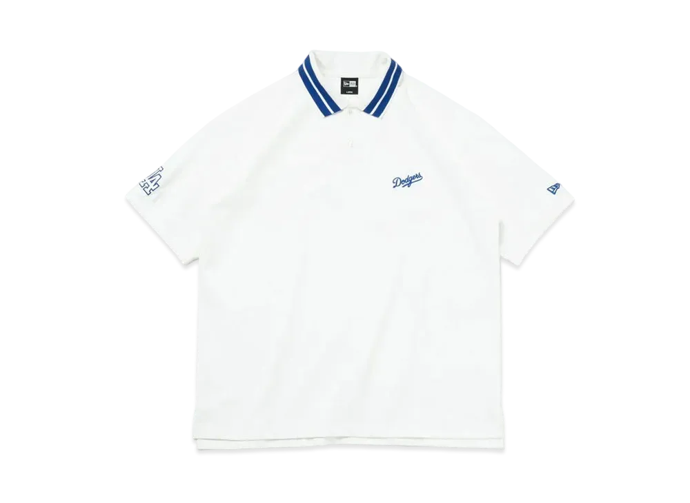 NEW ERA MLB Apparel Short Sleeve Oversized Polo Shirt Los Angeles Dodgers "Off White"