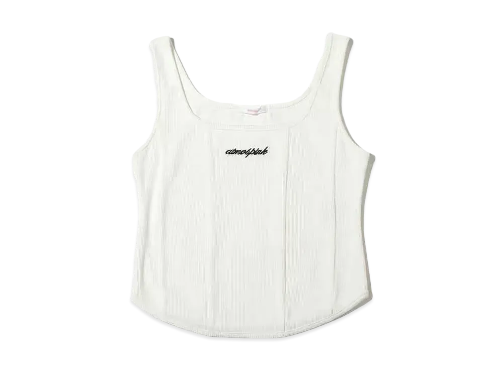 atmos pink Round Ribbed Tank "White"
