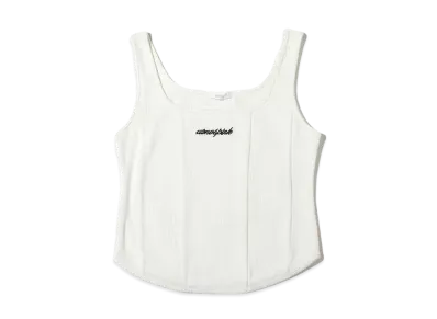atmos pink Round Ribbed Tank "White"