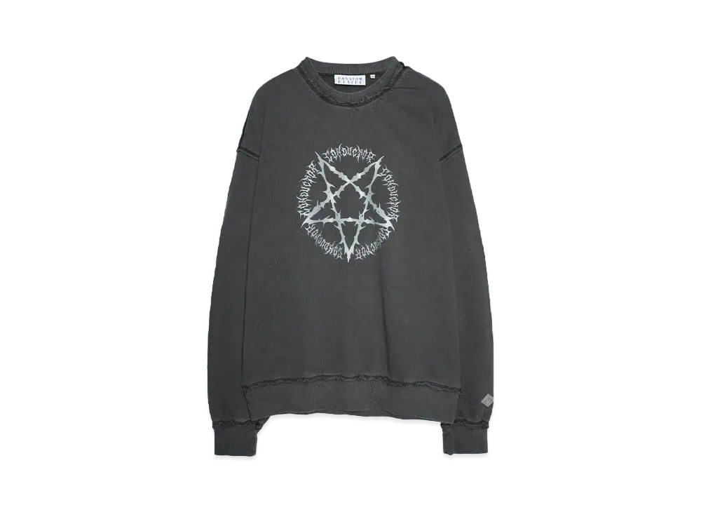 el conductorH PIGMENT DYE COTTON CREWNECK SWEATER 'PENTAGRAM "BLACK"