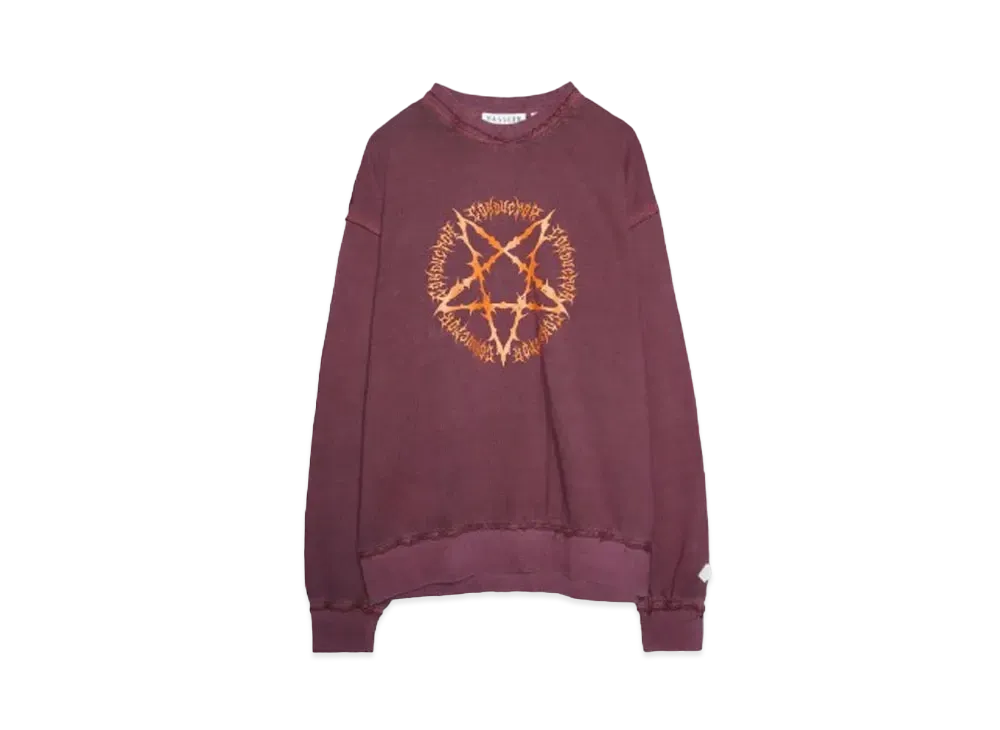 el conductorH PIGMENT DYE COTTON CREWNECK SWEATER 'PENTAGRAM "MAROON"