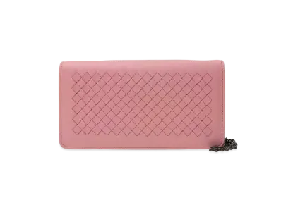 Bottega Veneta Intrecciato Lambskin Chain Wallet "Boudoir"