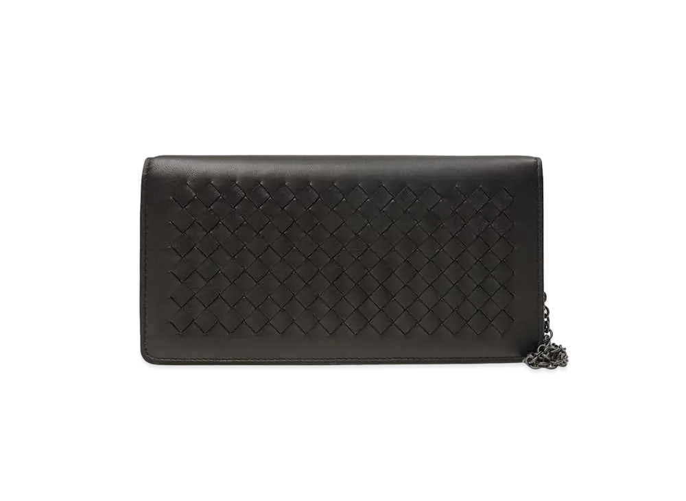 Bottega Veneta Intrecciato Lambskin Chain Wallet "Black"