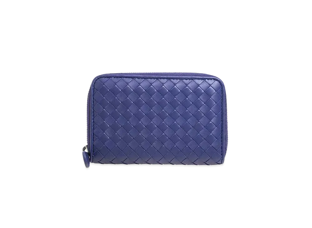 Bottega Veneta Intrecciato Lambskin Zip Around Medium Wallet "Atlantic"