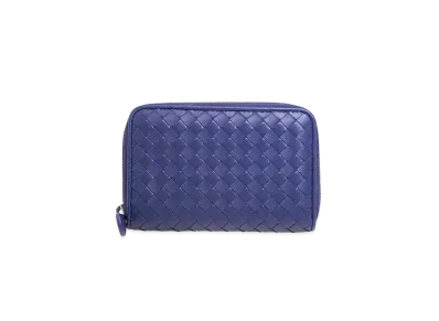 Bottega Veneta Intrecciato Lambskin Zip Around Medium Wallet "Atlantic"