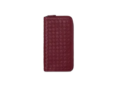 Bottega Veneta Intrecciato Lambskin Zip Around Wallet "Bordeaux"