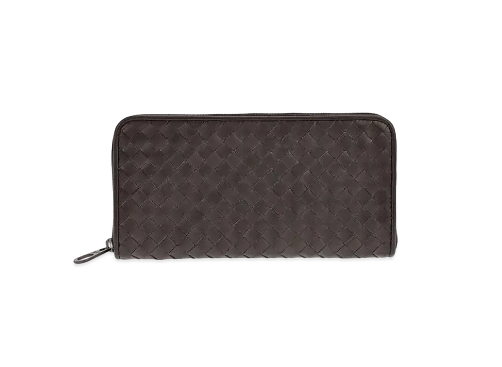 Bottega Veneta Intrecciato Calfskin Zip Around Wallet "Espresso"