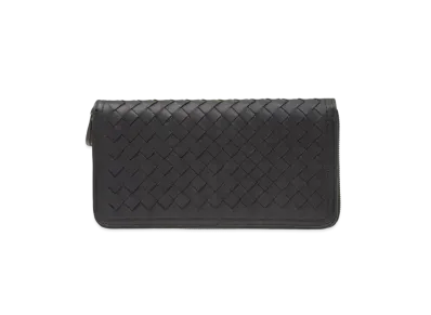 Bottega Veneta Intrecciato Calfskin Zip Around Wallet "Black/Decorose"
