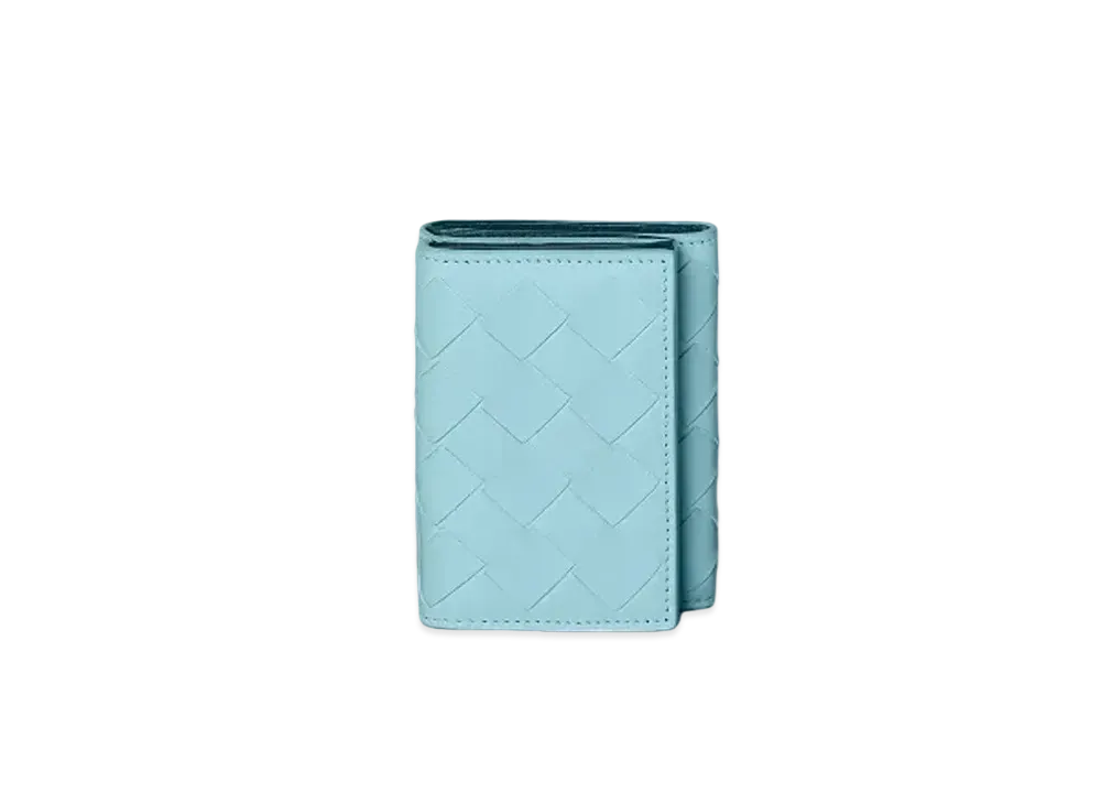 Bottega Veneta Intrecciato Calfskin Trifold Compact Wallet "Topazio"