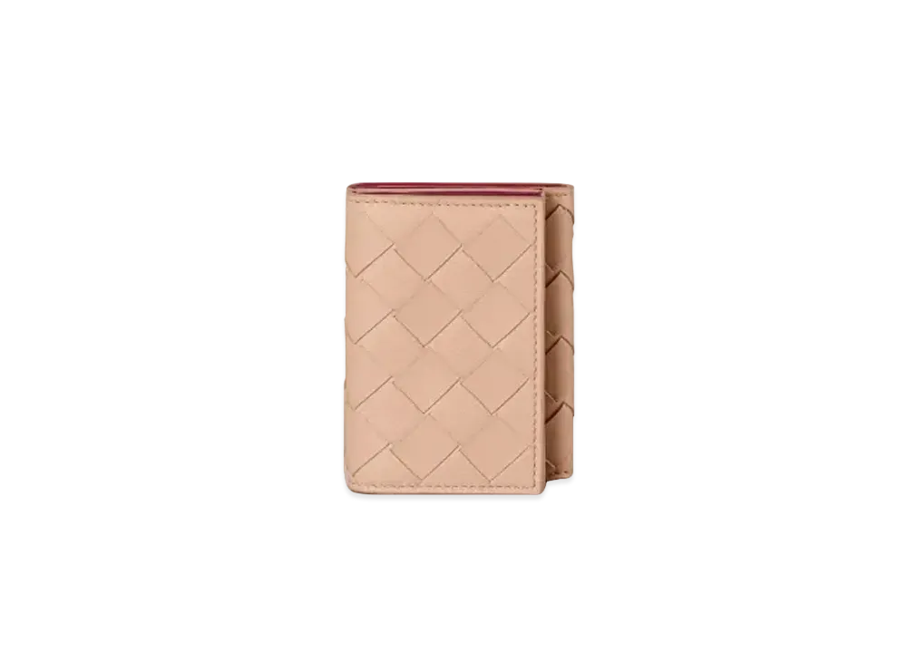 Bottega Veneta Intrecciato Calfskin Trifold Compact Wallet "Nude"
