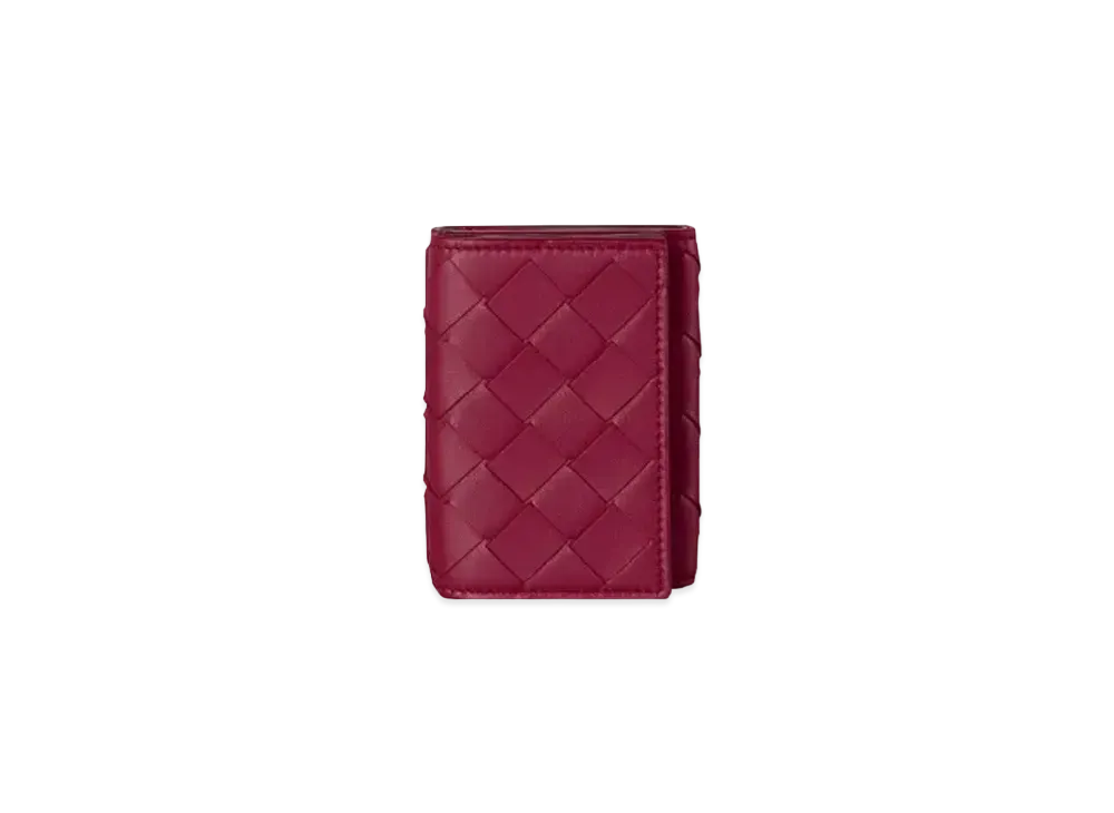 Bottega Veneta Intrecciato Calfskin Trifold Compact Wallet "Amaranto"