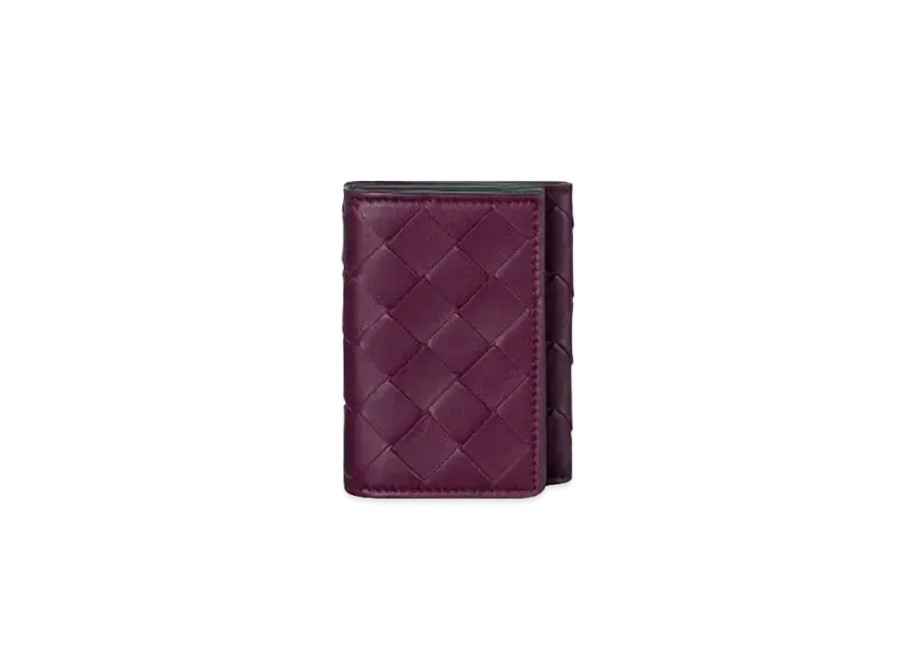 Bottega Veneta Intrecciato Calfskin Trifold Compact Wallet "Bordeaux"